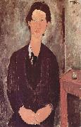 Amedeo Modigliani, Portrat des Chaiim Soutine, an einem Tisch sitzend